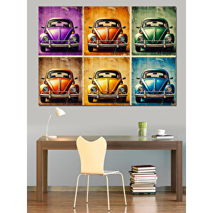 Renkli Klasik Araba Duvarı Dekoratif Kanvas - Mdf Ahşap Tablo 50x70 cm