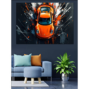 Turuncu Araba Dekoratif Kanvas - Mdf Ahşap Tablo 50x70 cm