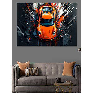 Turuncu Araba Dekoratif Kanvas - Mdf Ahşap Tablo 50x70 cm