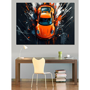 Turuncu Araba Dekoratif Kanvas - Mdf Ahşap Tablo 50x70 cm