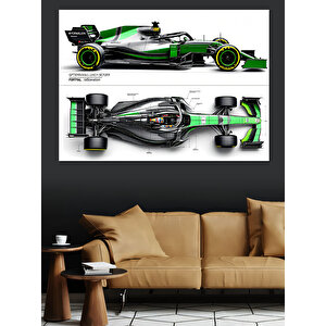 Yeşil Formula 1 Yarış Arabası Dekoratif Kanvas - Mdf Ahşap Tablo 50x70 cm