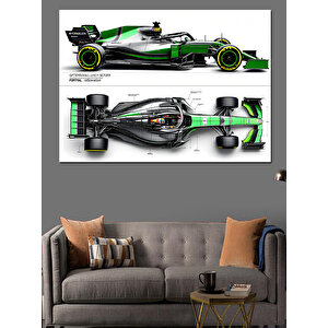 Yeşil Formula 1 Yarış Arabası Dekoratif Kanvas - Mdf Ahşap Tablo