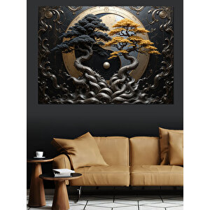 Yin Yang Doğa Dengesi Dekoratif Kanvas - Mdf Ahşap Tablo 70x100 cm