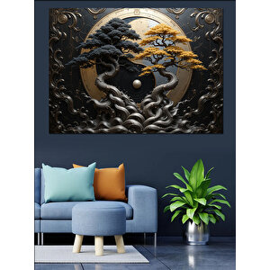 Yin Yang Doğa Dengesi Dekoratif Kanvas - Mdf Ahşap Tablo 70x100 cm