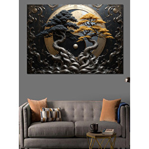 Yin Yang Doğa Dengesi Dekoratif Kanvas - Mdf Ahşap Tablo 70x100 cm