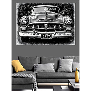 Siyah-beyaz Klasik Araba Dekoratif Kanvas - Mdf Ahşap Tablo