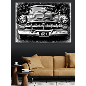 Siyah-beyaz Klasik Araba Dekoratif Kanvas - Mdf Ahşap Tablo