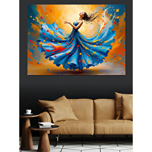 Renkli Dönüşlü Dansçı Dekoratif Kanvas - Mdf Ahşap Tablo 25x35 cm