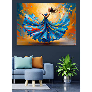 Renkli Dönüşlü Dansçı Dekoratif Kanvas - Mdf Ahşap Tablo 25x35 cm