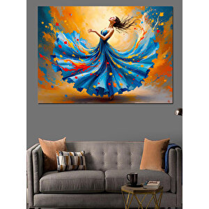Renkli Dönüşlü Dansçı Dekoratif Kanvas - Mdf Ahşap Tablo 25x35 cm