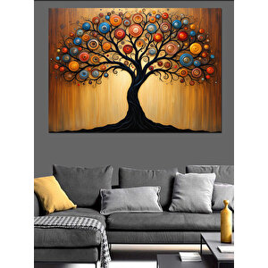 Soyut Renkli Ağaç Dekoratif Kanvas - Mdf Ahşap Tablo 100x140 cm