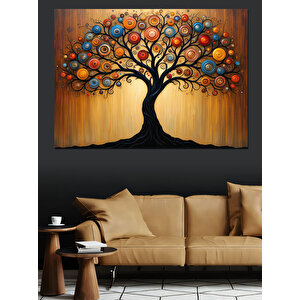 Soyut Renkli Ağaç Dekoratif Kanvas - Mdf Ahşap Tablo 100x140 cm