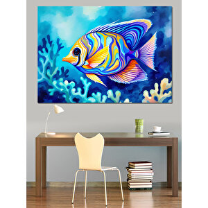 Mercan Balığı Dünyası Dekoratif Kanvas - Mdf Ahşap Tablo 70x100 cm