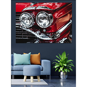 Kırmızı Klasik Araba Farları Dekoratif Kanvas - Mdf Ahşap Tablo