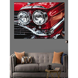 Kırmızı Klasik Araba Farları Dekoratif Kanvas - Mdf Ahşap Tablo
