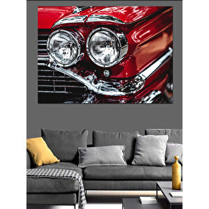 Kırmızı Klasik Araba Farları Dekoratif Kanvas - Mdf Ahşap Tablo 70x100 cm