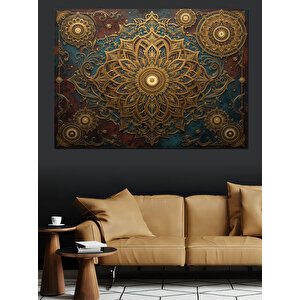 Etnik Desenli Mandala Sanatı Dekoratif Kanvas - Mdf Ahşap Tablo 100x140 cm