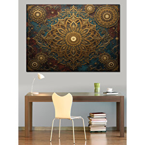 Etnik Desenli Mandala Sanatı Dekoratif Kanvas - Mdf Ahşap Tablo 35x50 cm