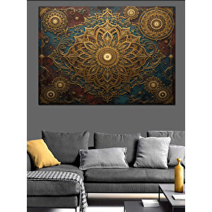 Etnik Desenli Mandala Sanatı Dekoratif Kanvas - Mdf Ahşap Tablo 35x50 cm