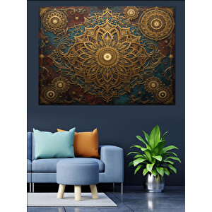 Etnik Desenli Mandala Sanatı Dekoratif Kanvas - Mdf Ahşap Tablo