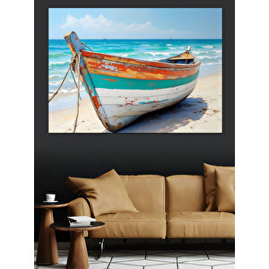 Kumsalda Renkli Sandal Dekoratif Kanvas - Mdf Ahşap Tablo 25x35 cm