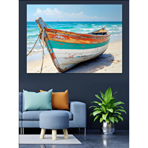 Kumsalda Renkli Sandal Dekoratif Kanvas - Mdf Ahşap Tablo 25x35 cm