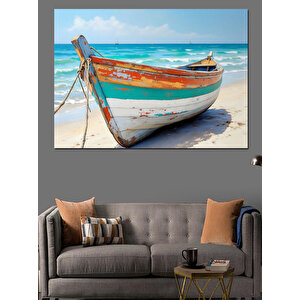 Kumsalda Renkli Sandal Dekoratif Kanvas - Mdf Ahşap Tablo 50x70 cm