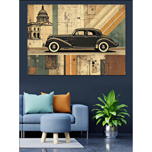 Eski Model Klasik Araba Dekoratif Kanvas - Mdf Ahşap Tablo