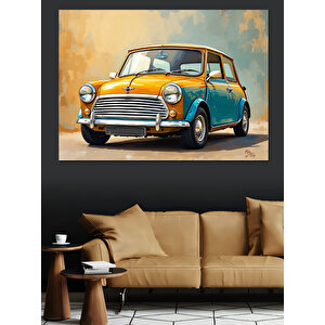 Retro Mavi Klasik Araba Dekoratif Kanvas - Mdf Ahşap Tablo 50x70 cm