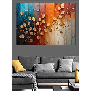 Soyut Altın Yaprak Dokusu Dekoratif Kanvas - Mdf Ahşap Tablo