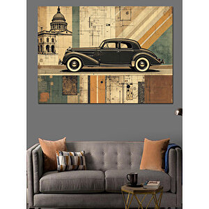Eski Model Klasik Araba Dekoratif Kanvas - Mdf Ahşap Tablo