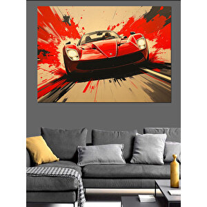 Hızlı Yarış Arabası Dekoratif Kanvas - Mdf Ahşap Tablo