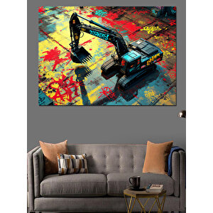 Renkli Zeminli Kepçe Dekoratif Kanvas - Mdf Ahşap Tablo 100x140 cm