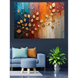 Soyut Altın Yaprak Dokusu Dekoratif Kanvas - Mdf Ahşap Tablo 70x100 cm