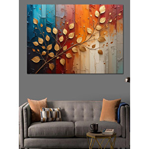 Soyut Altın Yaprak Dokusu Dekoratif Kanvas - Mdf Ahşap Tablo 70x100 cm