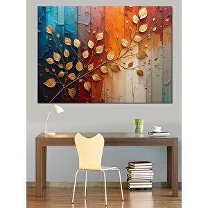 Soyut Altın Yaprak Dokusu Dekoratif Kanvas - Mdf Ahşap Tablo 70x100 cm