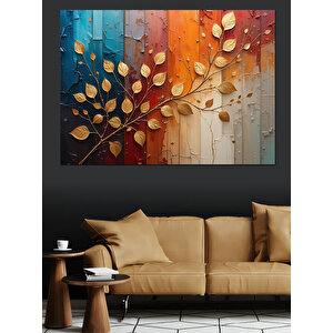 Soyut Altın Yaprak Dokusu Dekoratif Kanvas - Mdf Ahşap Tablo