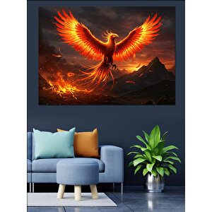 Küllerden Doğan Anka Dekoratif Kanvas - Mdf Ahşap Tablo 100x140 cm