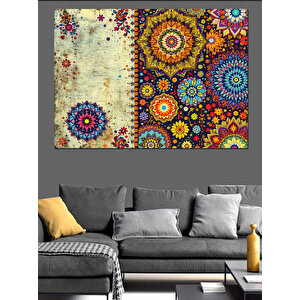 Etnik Mandala Deseni Dekoratif Kanvas - Mdf Ahşap Tablo 70x100 cm