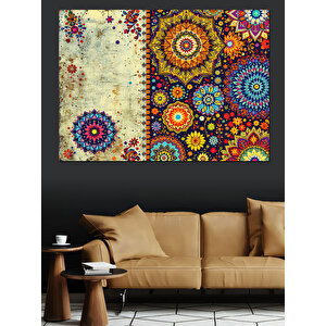 Etnik Mandala Deseni Dekoratif Kanvas - Mdf Ahşap Tablo 70x100 cm