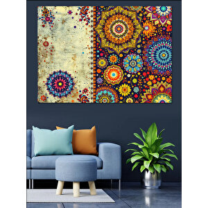 Etnik Mandala Deseni Dekoratif Kanvas - Mdf Ahşap Tablo 70x100 cm