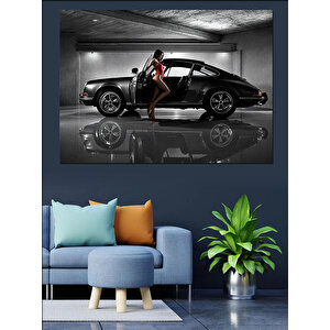 Otoparkta Lüks Klasik Araba Dekoratif Kanvas - Mdf Ahşap Tablo 50x70 cm