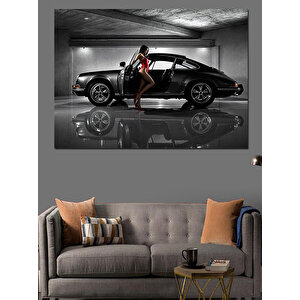 Otoparkta Lüks Klasik Araba Dekoratif Kanvas - Mdf Ahşap Tablo