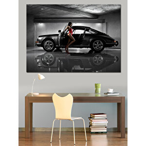 Otoparkta Lüks Klasik Araba Dekoratif Kanvas - Mdf Ahşap Tablo