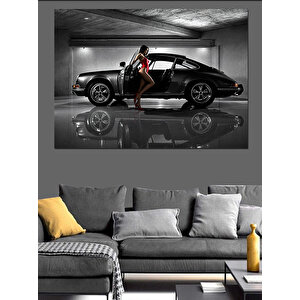 Otoparkta Lüks Klasik Araba Dekoratif Kanvas - Mdf Ahşap Tablo 100x140 cm