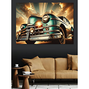 Retro Klasik Araba Farları Dekoratif Kanvas - Mdf Ahşap Tablo