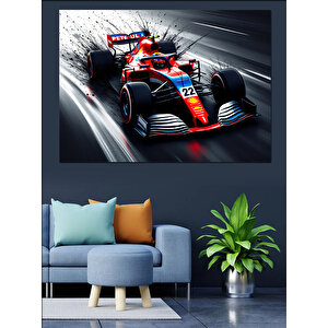 Hızlı Yarış Arabası Dekoratif Kanvas - Mdf Ahşap Tablo 25x35 cm