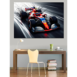 Hızlı Yarış Arabası Dekoratif Kanvas - Mdf Ahşap Tablo