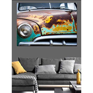 Paslanmış Eski Klasik Araba Dekoratif Kanvas - Mdf Ahşap Tablo 25x35 cm