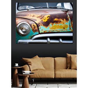 Paslanmış Eski Klasik Araba Dekoratif Kanvas - Mdf Ahşap Tablo 25x35 cm